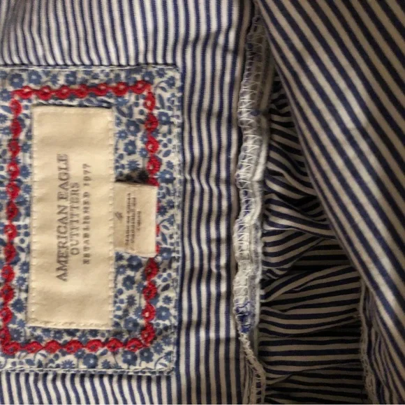 American Eagle Outfitters Blue and White Striped Skater Skirt - Picture 1 of 4